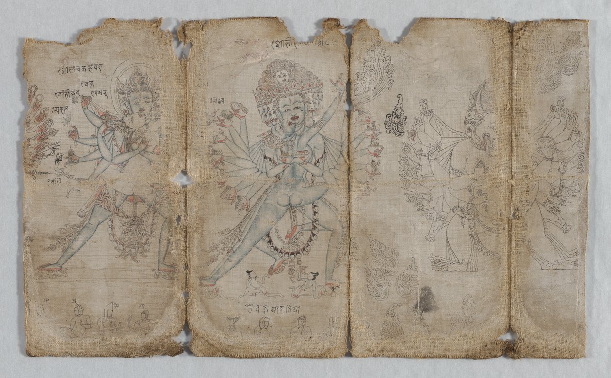 Desenho iconográfico de seres iluminados tântricos verso, c. 1500. de Unbekannt
