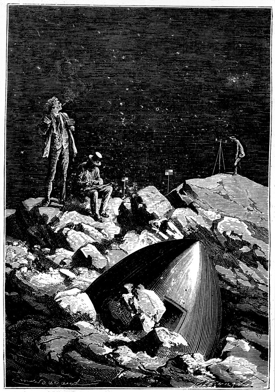 Ilustração da Terra à Lua por Jules Verne, 1865 de Unbekannt