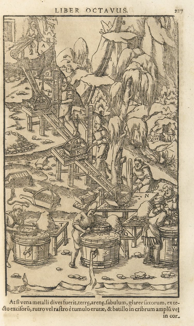 Ilustração dos livros De re metallica XII de Georgius Agricola, 1556 de Unbekannt