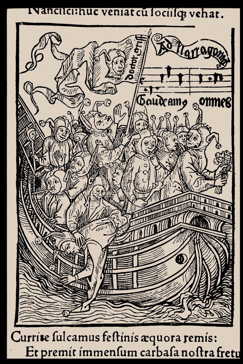Ilustração do livro Ship of Fools, de Sebastian Brant, 1497. de Unbekannt