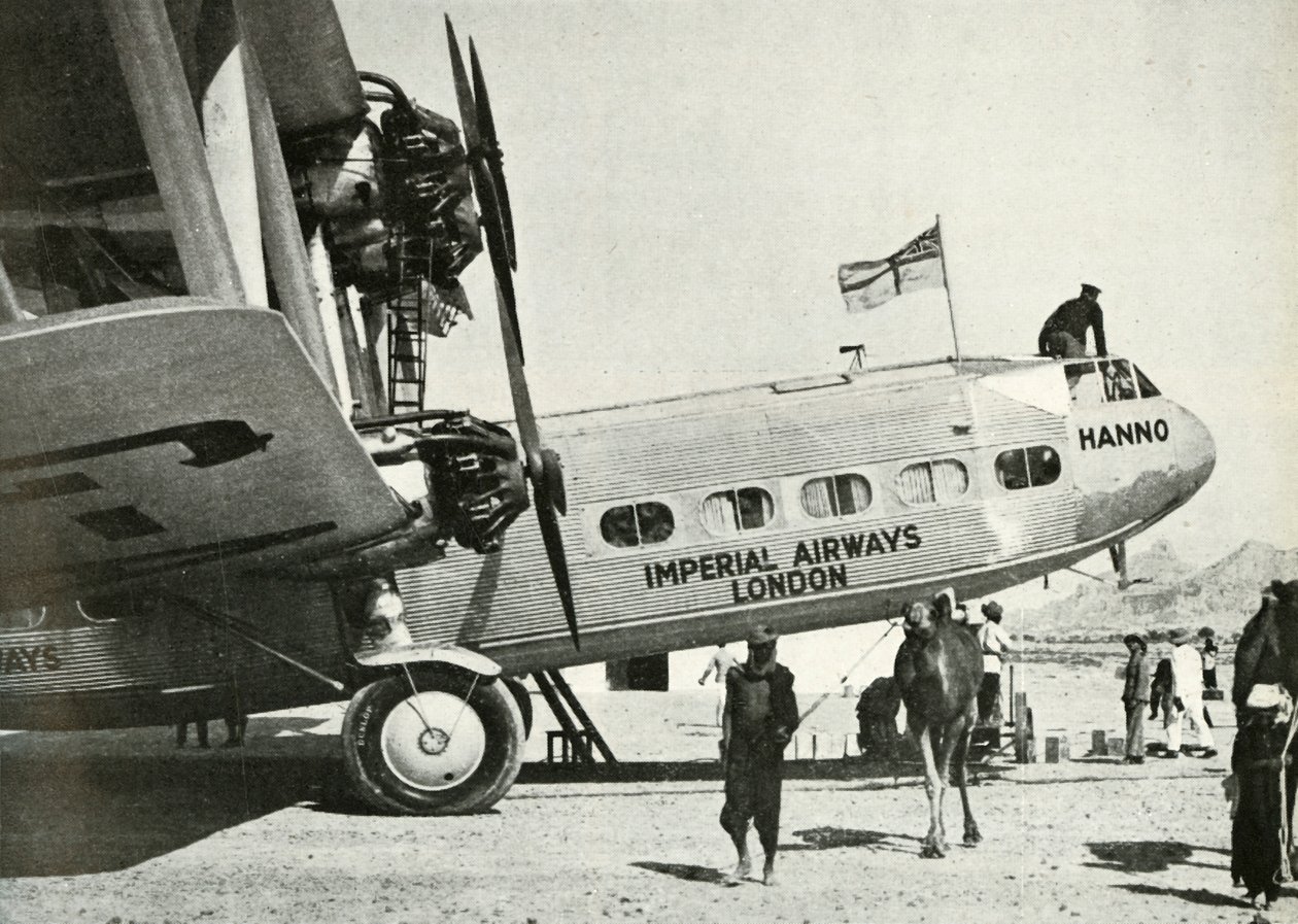 Imperial Airways Handley-Page biplano HP 42 Hanno, Gwadar, Baluchistão, c1931-c1940 1946. de Unbekannt
