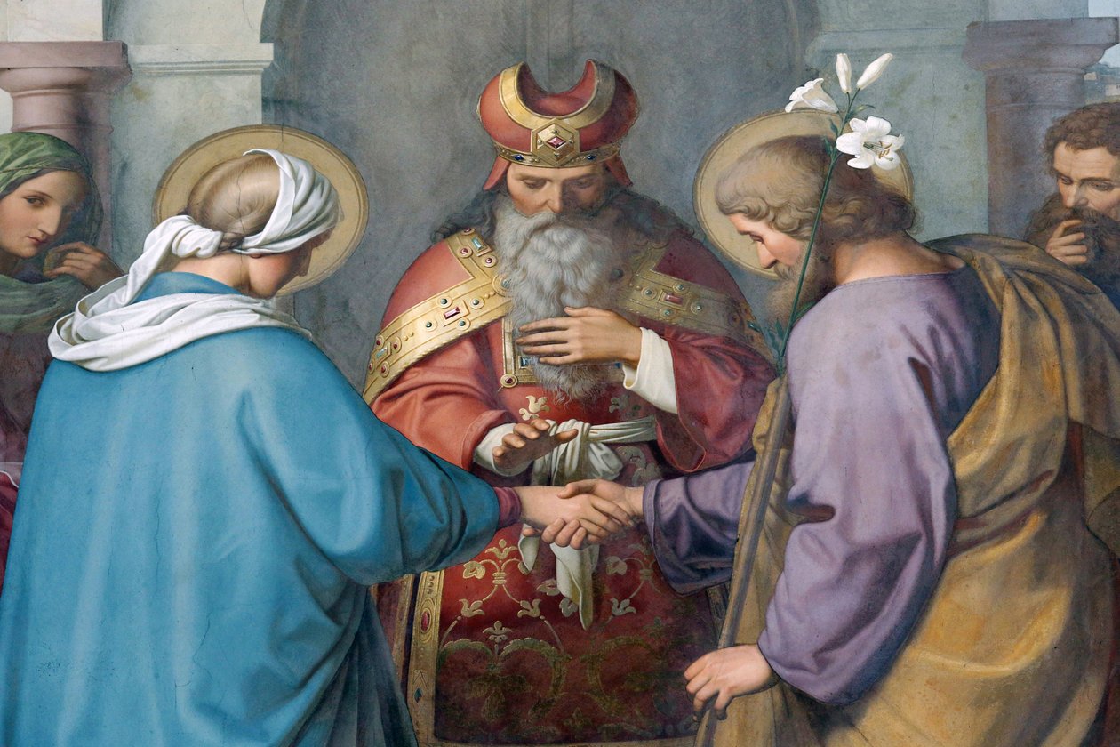 Catedral Imperial de Speyer. Pinturas de Schraudolph. José e Maria. Casamento, Speyer, Alemanha de Unbekannt