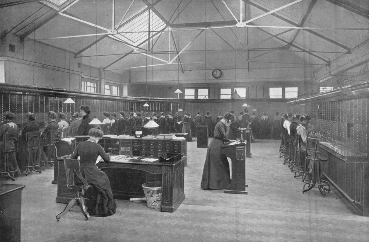 Na Central Telefônica dos Correios, cidade de Londres, c1903 1903 de Unbekannt
