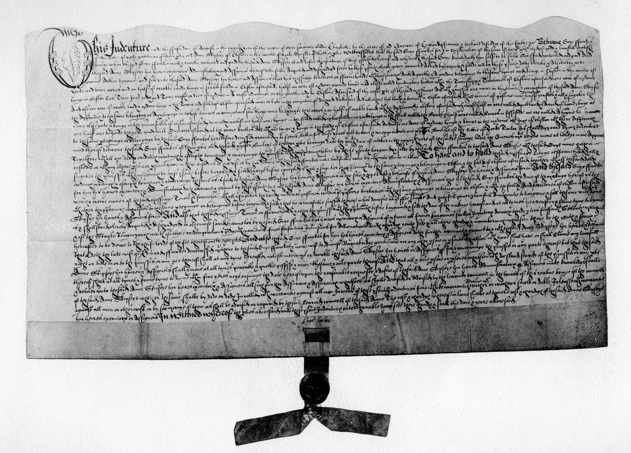 Escritura para a venda de terras, assinada por Guy Fawkes, início do século XVII em 1901 de Unbekannt