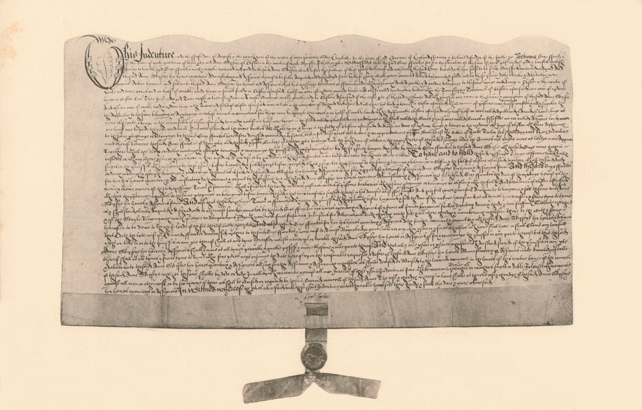 Escritura para a venda de terras, assinada por Guy Fawkes, início do século XVII, 1901 de Unbekannt