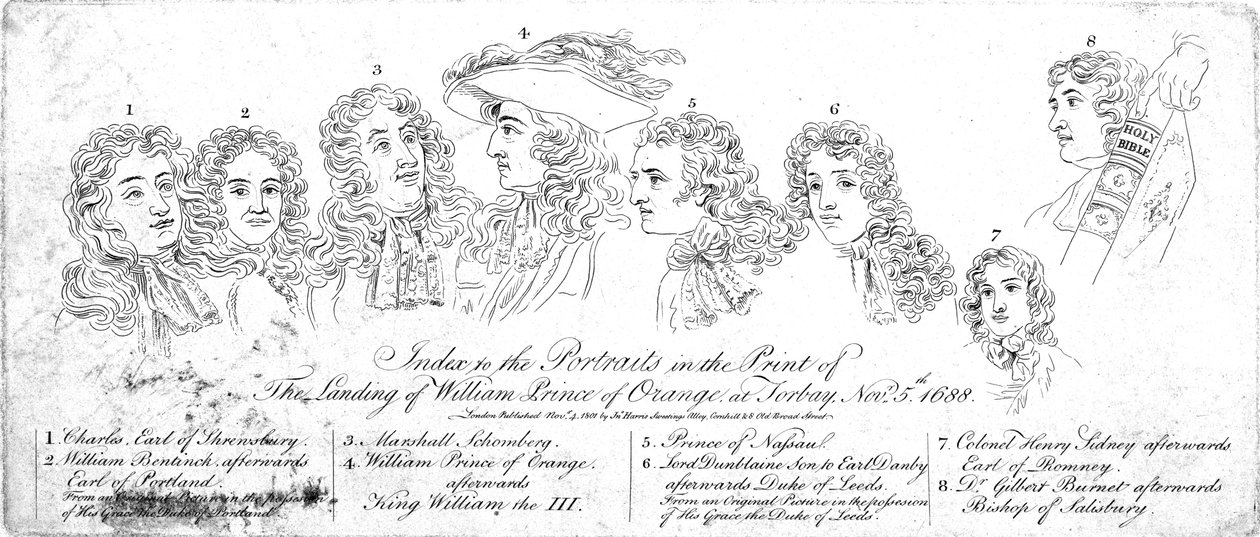 Índice de ... o desembarque de William Prince of Orange em Torbay, 5 de novembro de 1688., 1830 de Unbekannt
