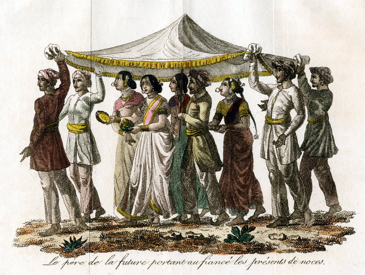 Procissão de casamento indiano, século c19 de Unbekannt