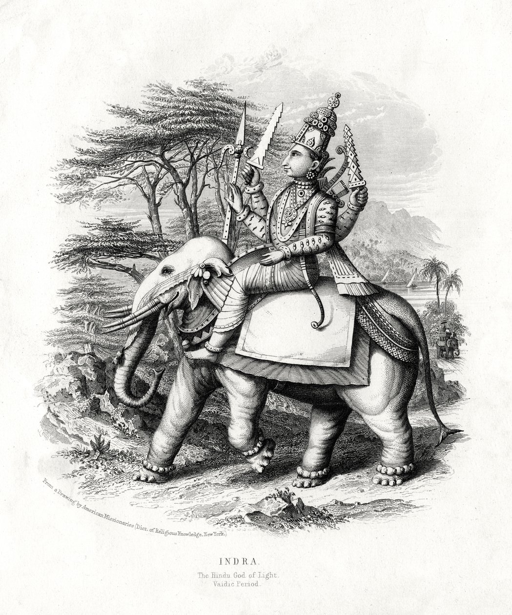 Indra, o deus hindu da luz, século XIX de Unbekannt