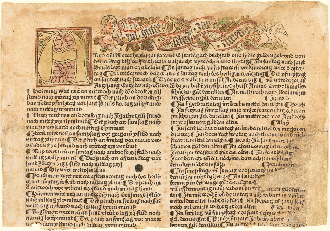 Inicial A e desejo de ano novo, 1483. de Unbekannt