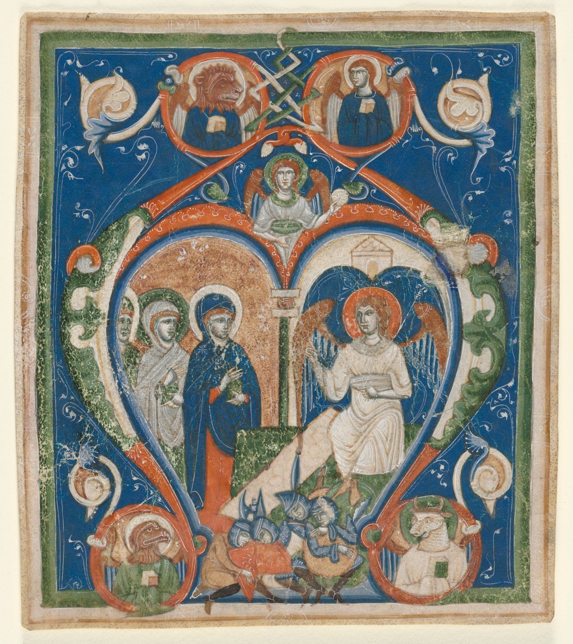 Inicial A [ngelus Domini descendit] de um Antifonário: As Três Marias no Túmulo, c1280-1300. de Unbekannt