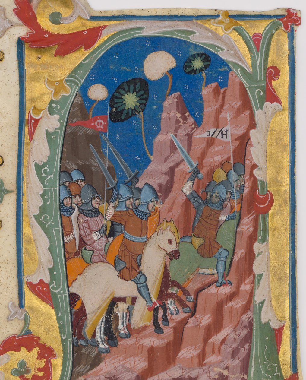 Inicial A com a Batalha dos Macabeus, ca. 1360-70. de Unbekannt