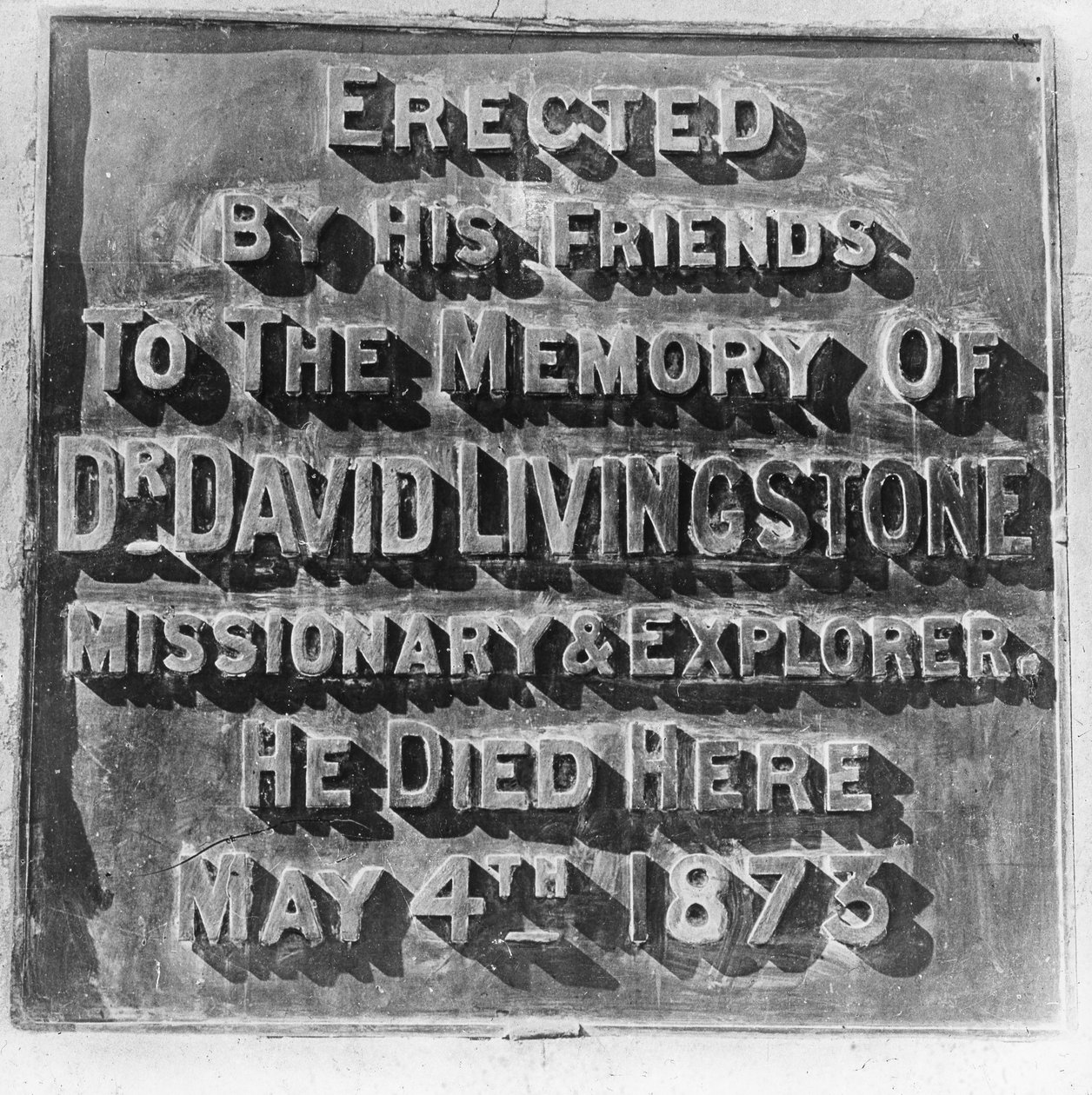 Inscrição no monumento a David Livingstone, Zâmbia, África, final do século XIX ou início do século XX de Unbekannt