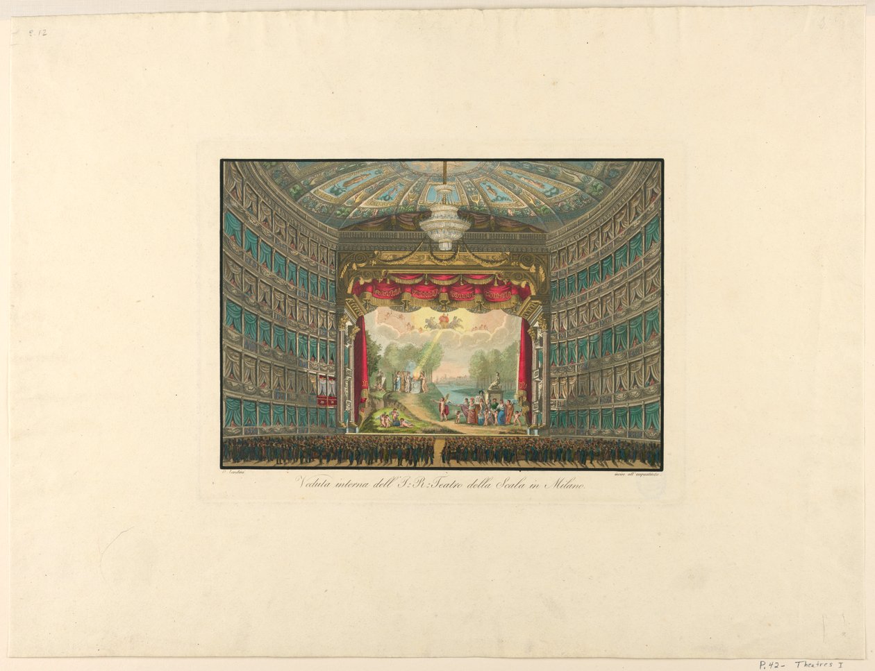 Vista interna, Teatro La Scala, Milão de Unbekannt