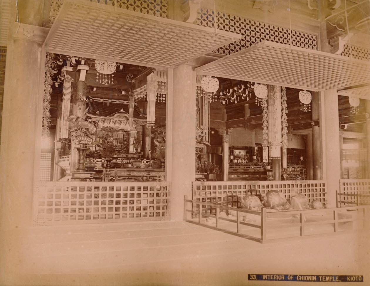 Interior do templo de Chionin, Kioto, c1890-1900 de Unbekannt