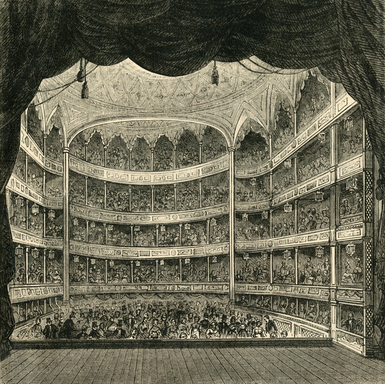 Interior do Teatro Drury Lane, 1804, 1881. de Unbekannt
