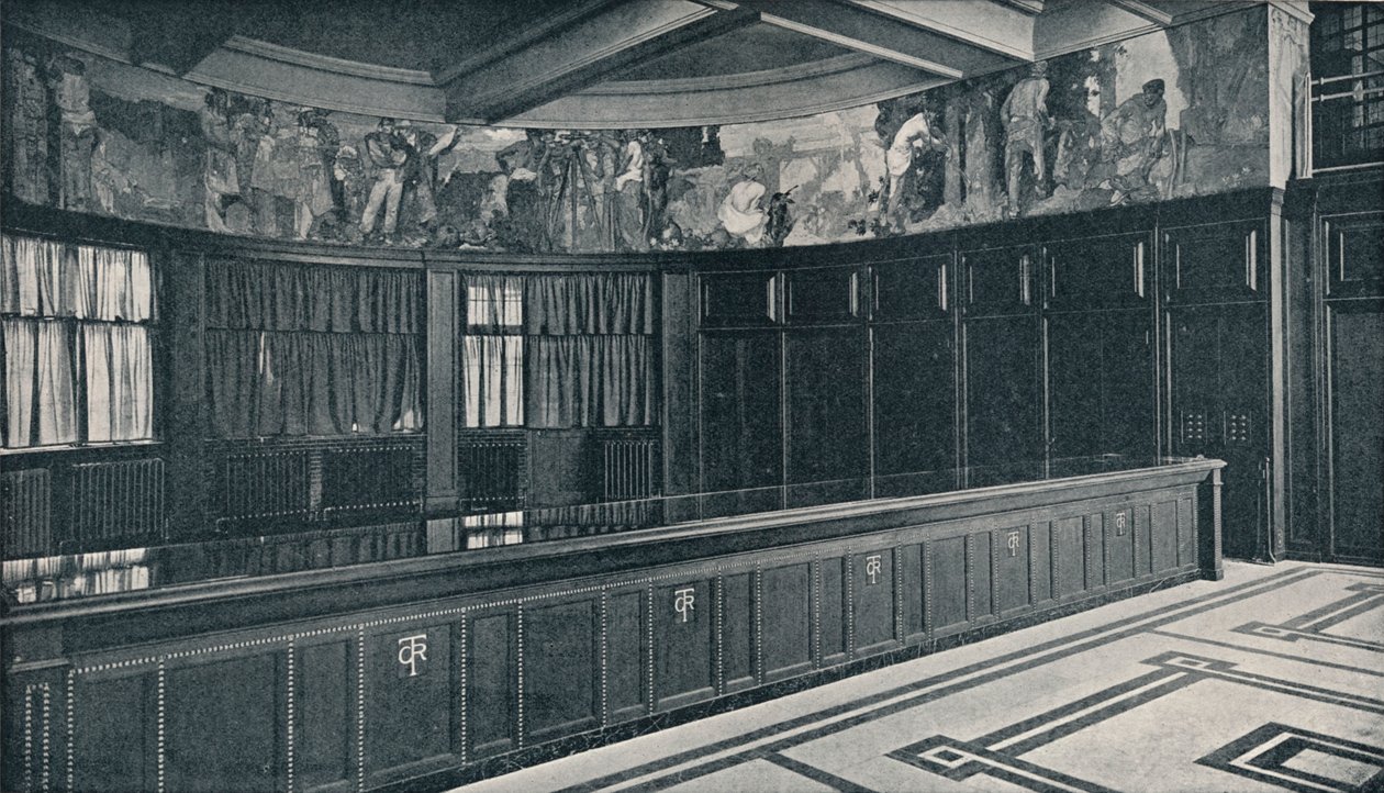 Interior dos escritórios da Grand Trunk Railways em Londres com friso de têmpera por Frank Brangwyn, c1909 de Unbekannt