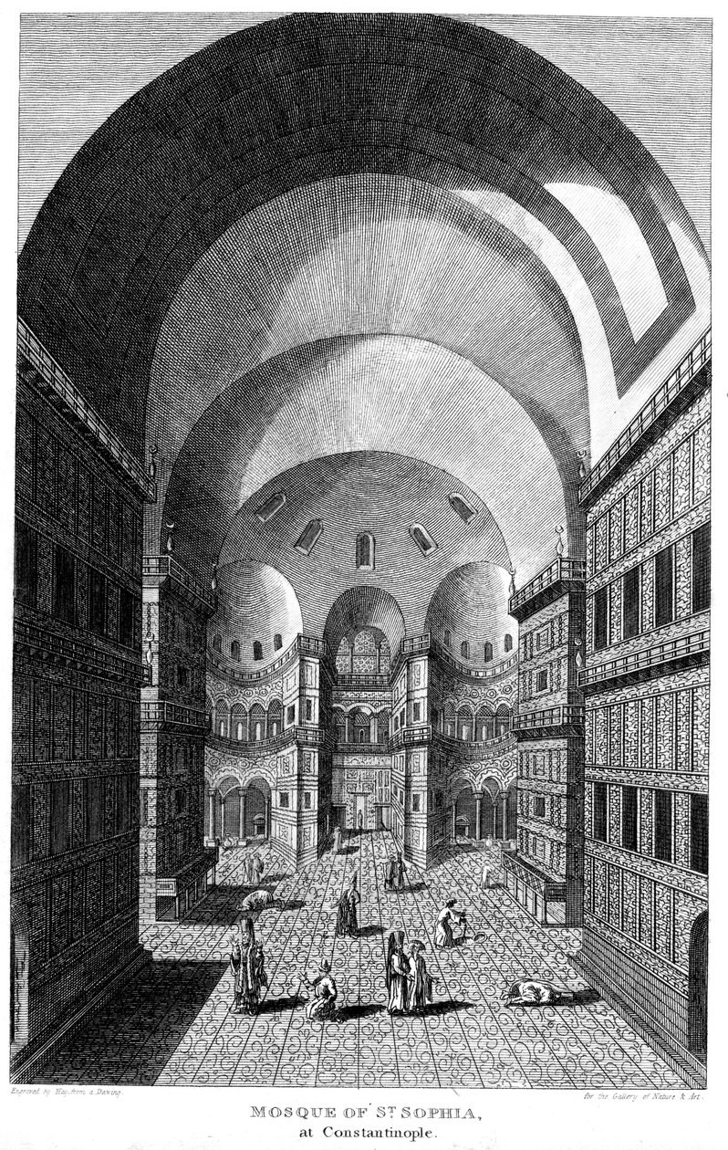 Interior de Hagia Sophia, Constantinopla, gravura, 1815 de Unbekannt