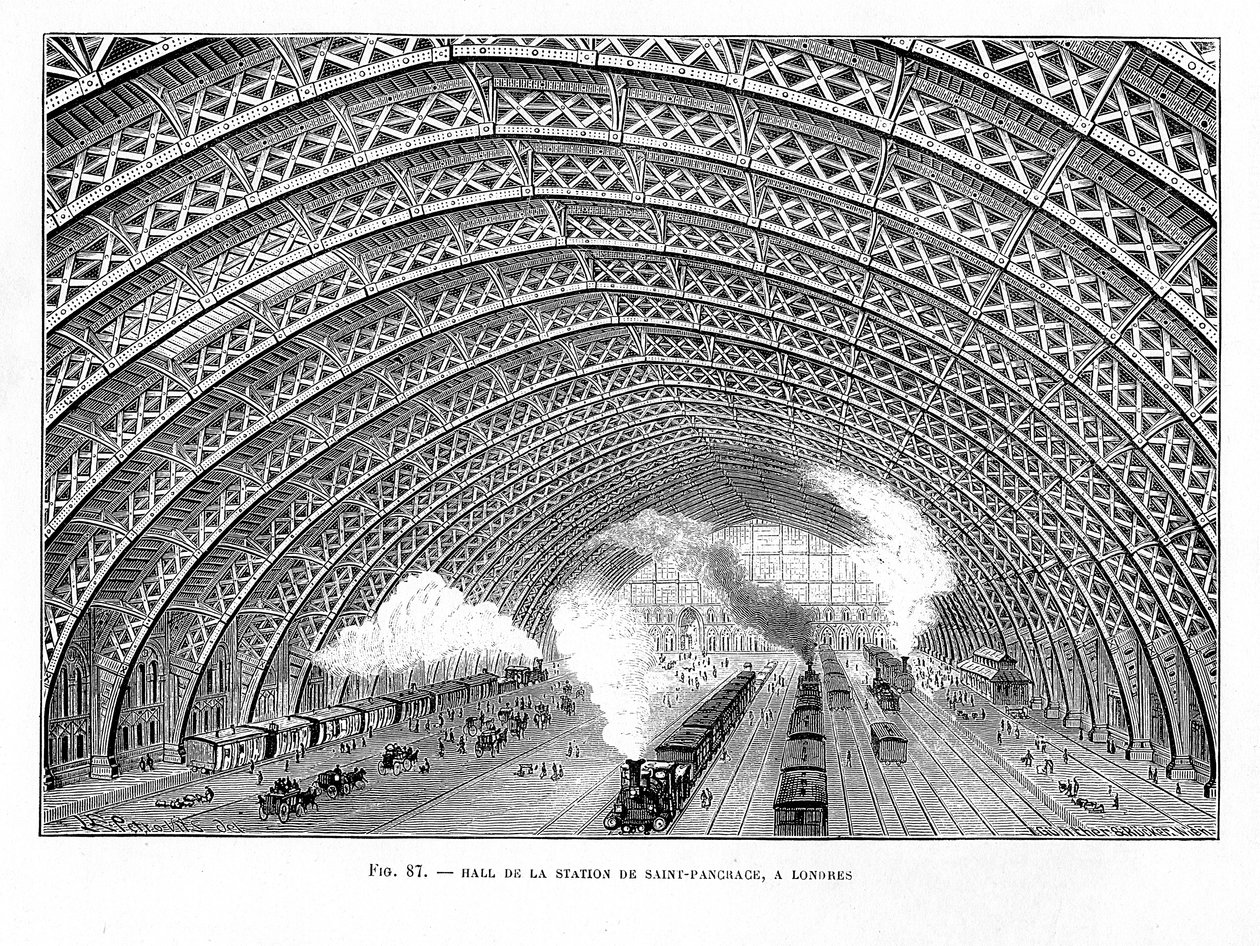 Interior da Estação Ferroviária St Pancras, Londres, 1865 de Unbekannt