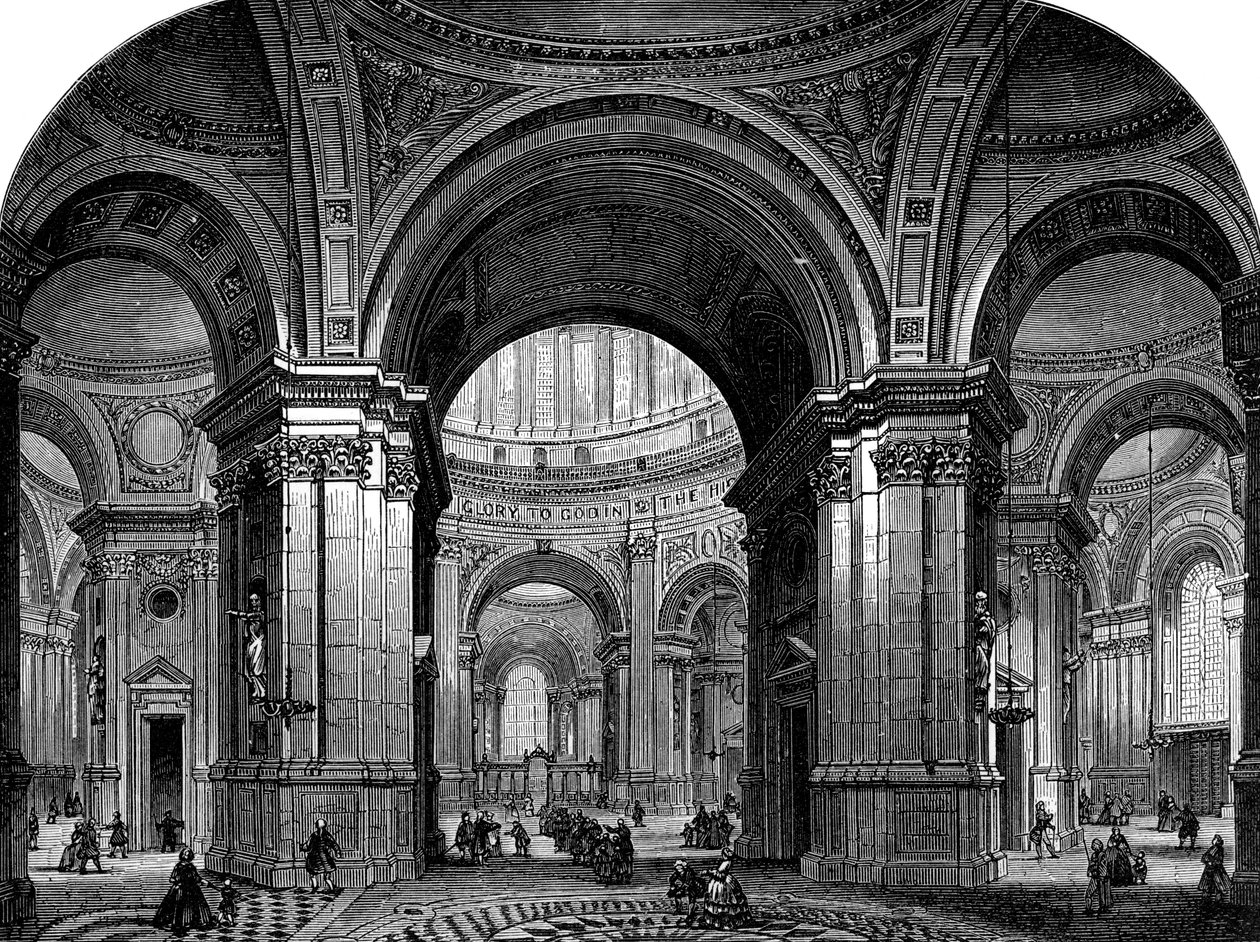 Interior da Catedral de St Pauls, Londres, segundo projeto, século XVII 1882 de Unbekannt