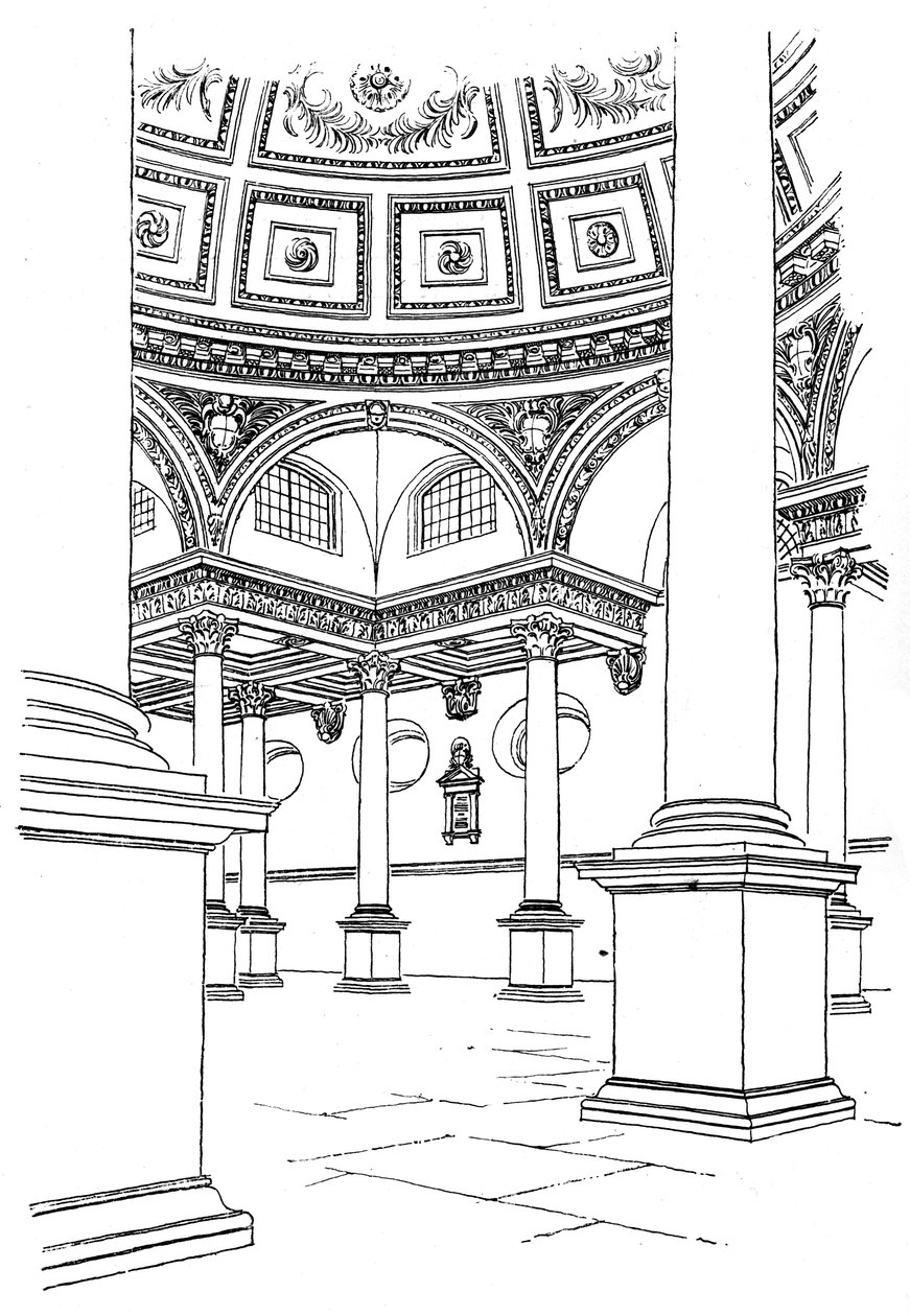 Interior da Igreja de St Stephens, Walbrook, cidade de Londres, 1893 de Unbekannt