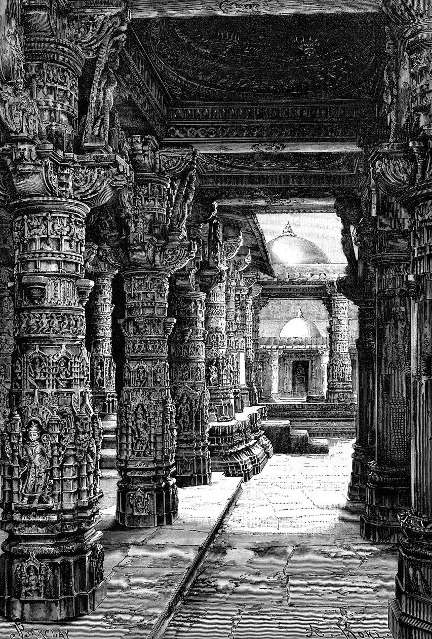 Interior de um templo de Jaina, Mount Abu, Rajasthan, Índia, 1895 de Unbekannt