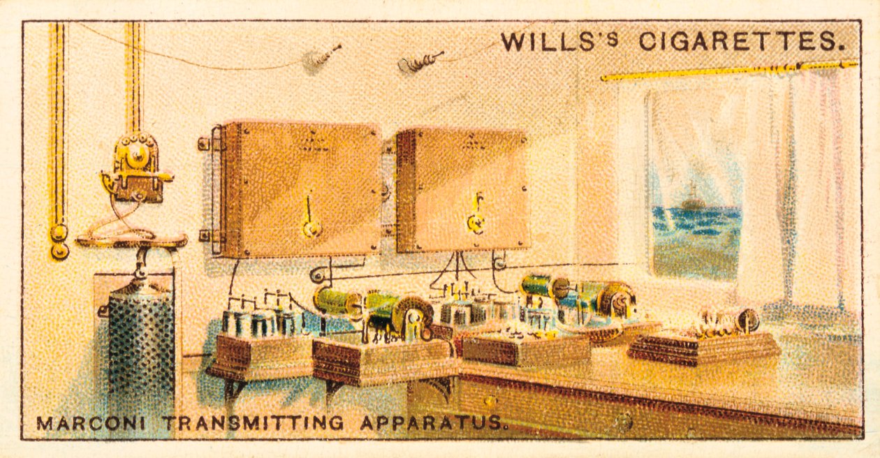 Interior de uma estação de transmissão de rádio Marconi, 1915 de Unbekannt