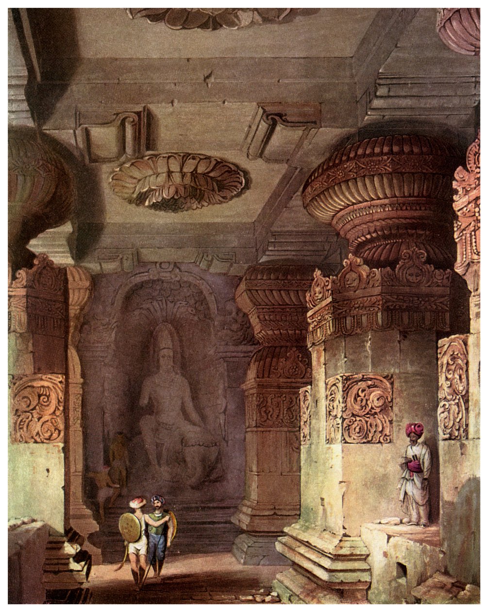 Interior de um templo de caverna, Ellora, Maharashtra, Índia, século XIX 1956 de Unbekannt