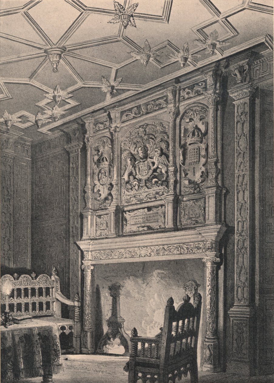 Interior de uma casa antiga em Enfield, Middlesex, conhecida como `Palácio da Rainha Elizabeth &39;, 1915 de Unbekannt