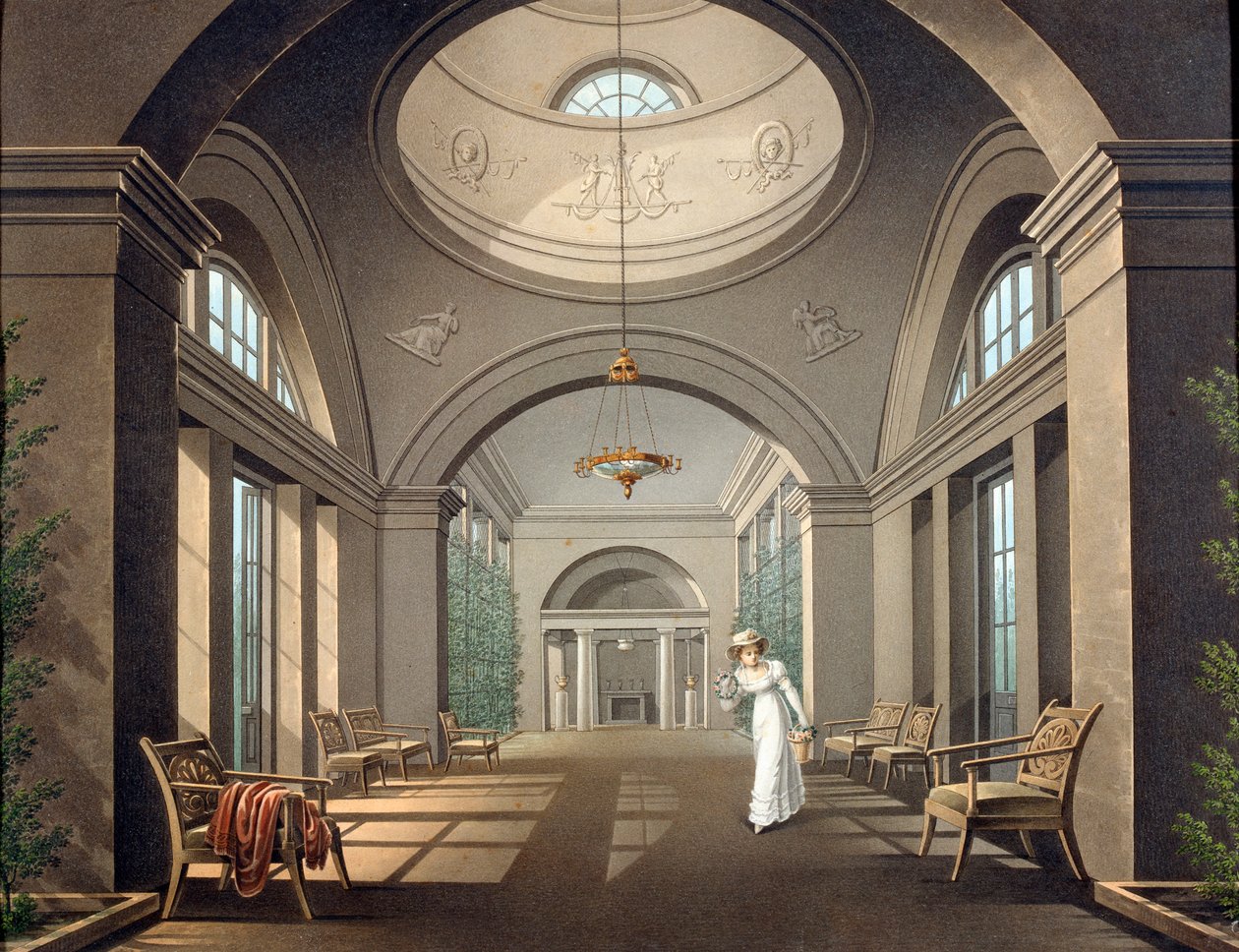 Interior do aviário no palácio Pavlovsk, meados do século XIX de Unbekannt