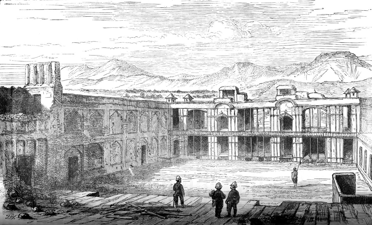 Interior da residência britânica, Cabul, olhando para o sul, 1879, c1880 de Unbekannt