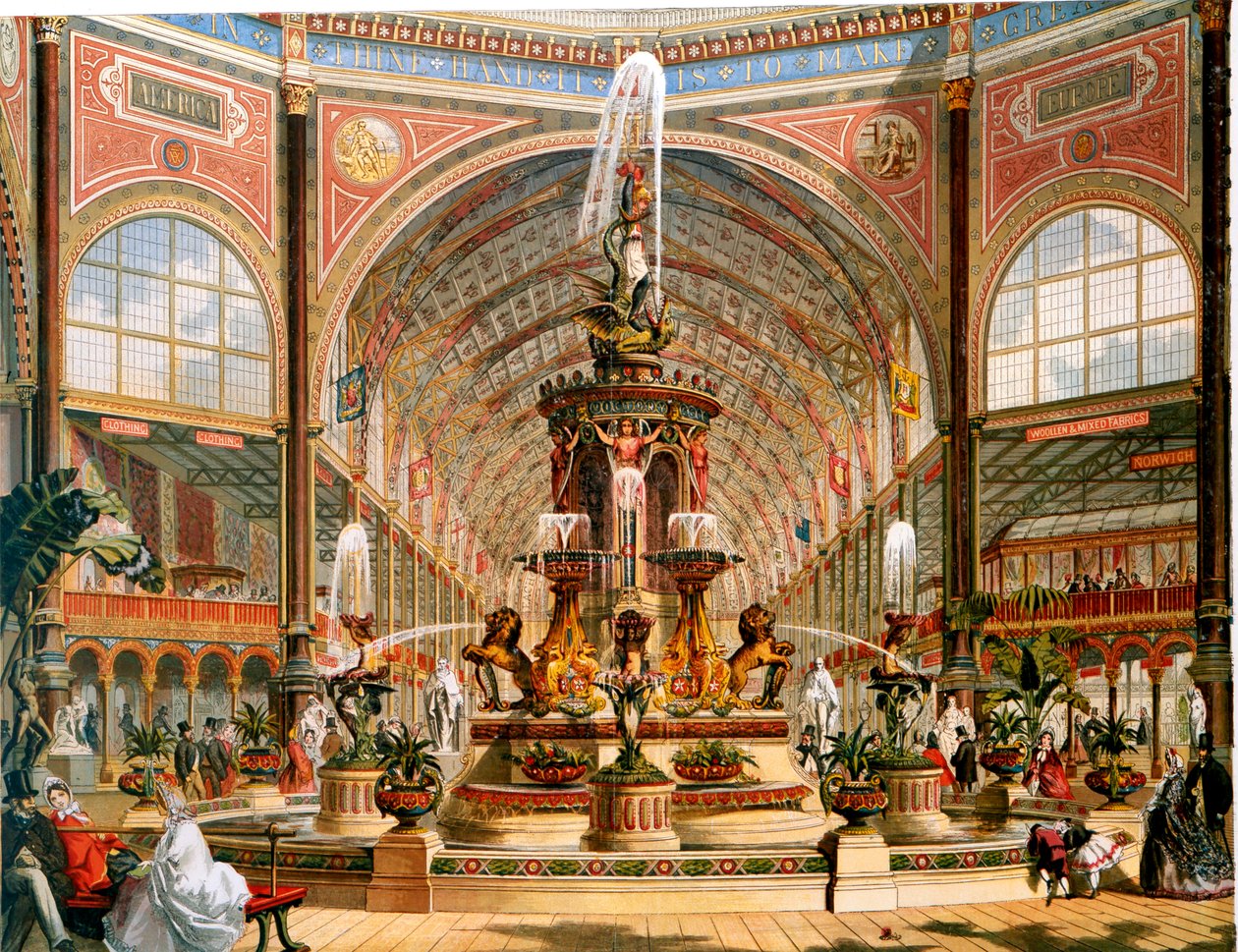 Interior do Palácio de Cristal durante a Exposição Internacional, 1862 de Unbekannt