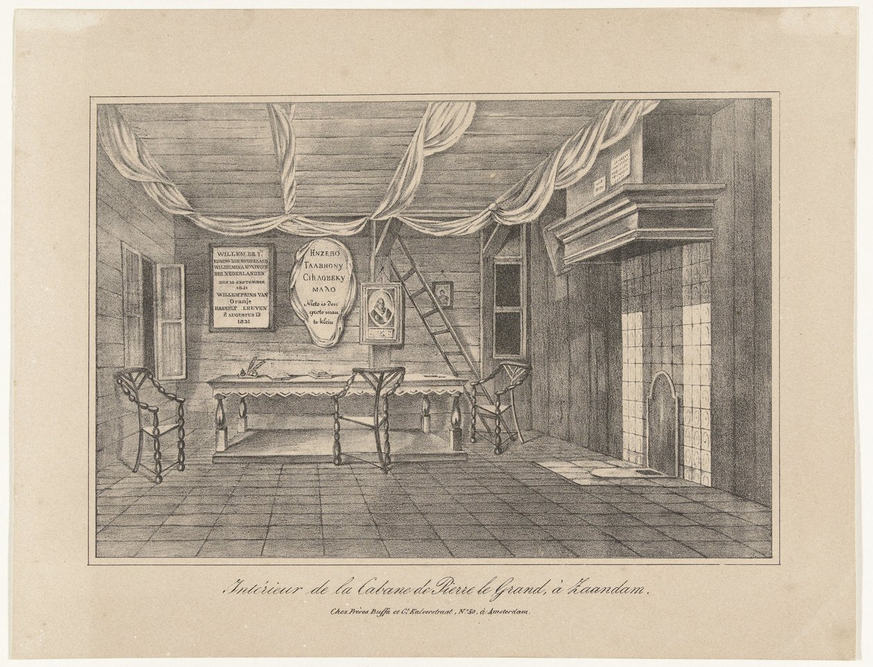 Interior da Casa Czar Peter em Zaandam, 1697, meados do século XIX de Unbekannt