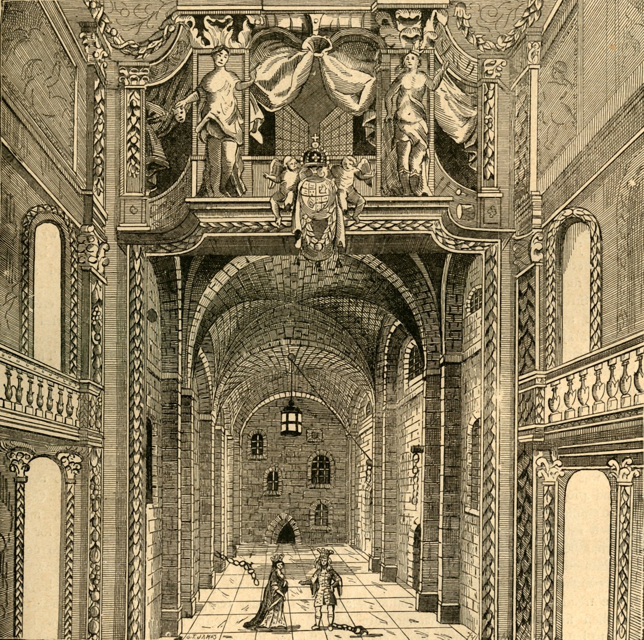 Interior do Dukes Theatre, c1673, 1897. de Unbekannt