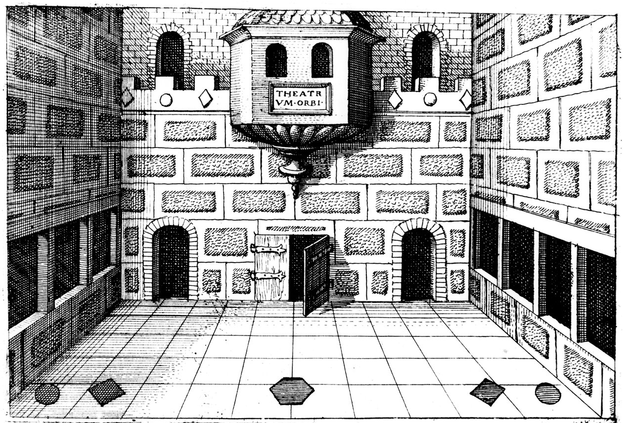 Interior do Globe Theatre, Bankside, Londres, 1617-1619 de Unbekannt