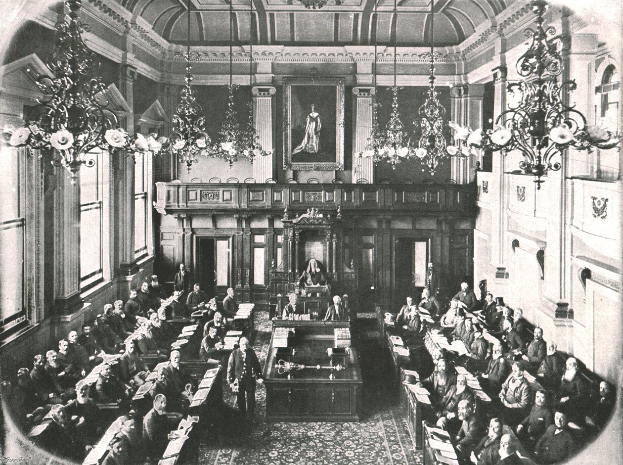 Interior da Casa da Assembléia, Cape Town, África do Sul, 1895. de Unbekannt