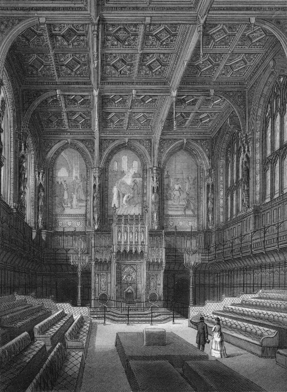 Interior da Câmara dos Lordes, Palácio de Westminster, Londres c1878 1878 de Unbekannt