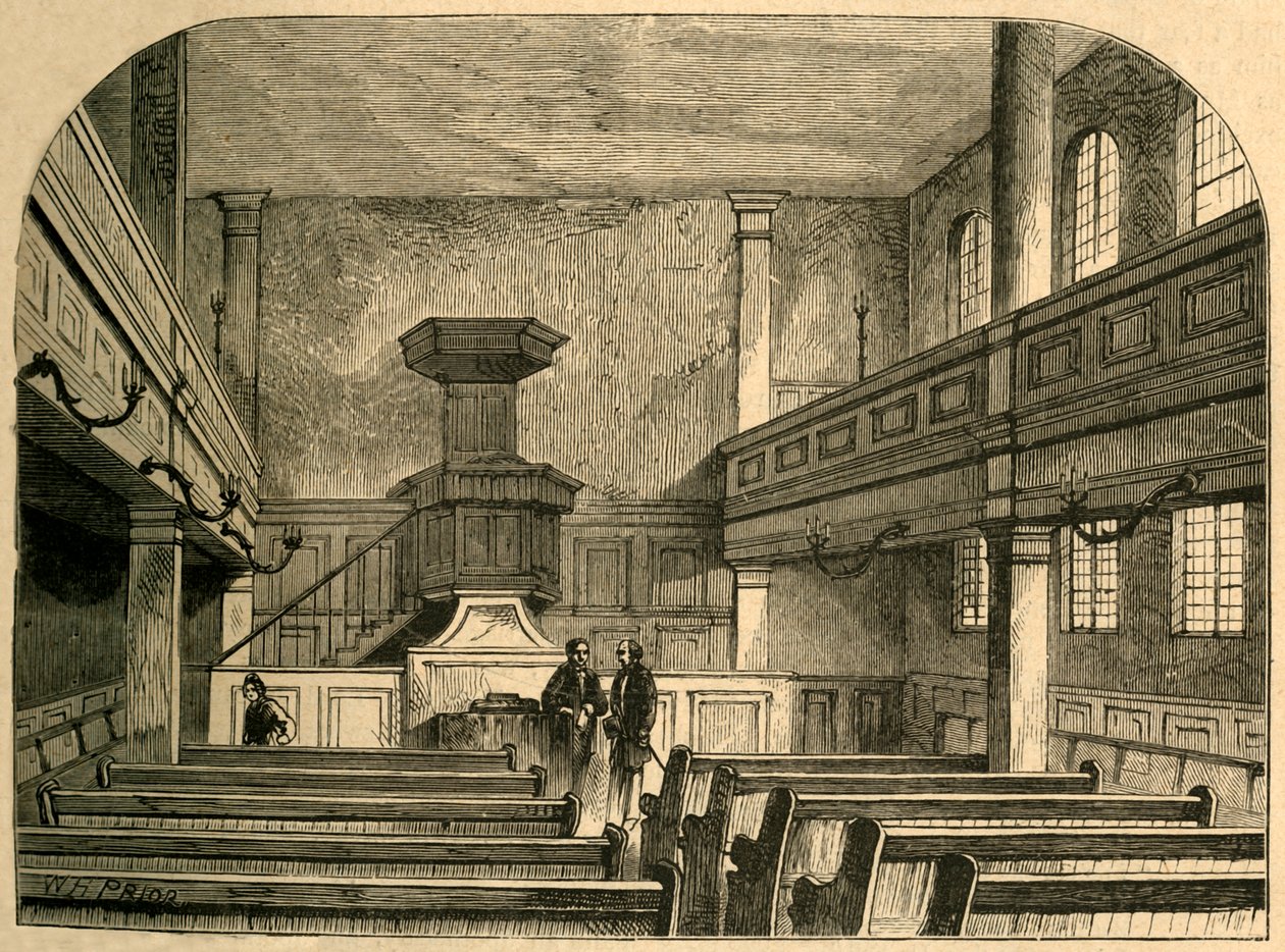 Interior da capela da Morávia em Fetter Lane, 1897. de Unbekannt