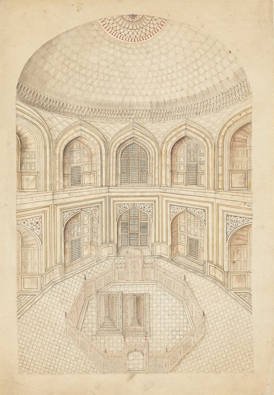 Interior do mausoléu de Taj Mahal, início do século XIX. de Unbekannt