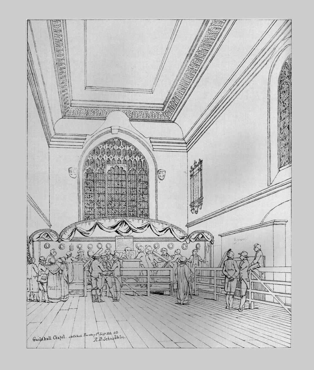 Vista interior da capela de Guildhall, 1815, 1886 de Unbekannt