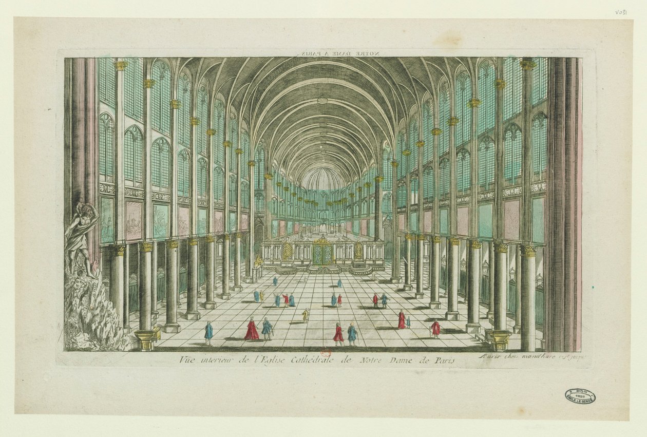 Vista interior da catedral Notre-Dame de Paris, ca 1770. de Unbekannt
