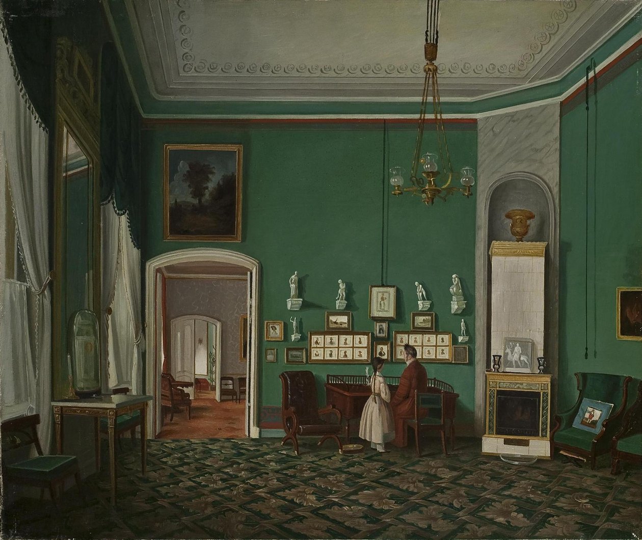 Interior com um Enfilade, década de 1830 de Unbekannt
