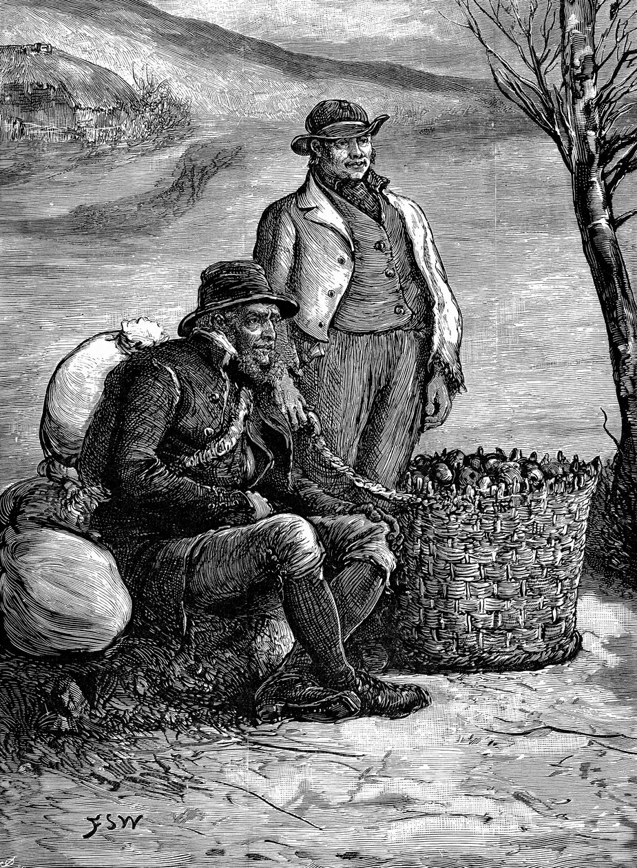 Agricultores irlandeses carregando para casa suas batatas de semente, 1888 de Unbekannt
