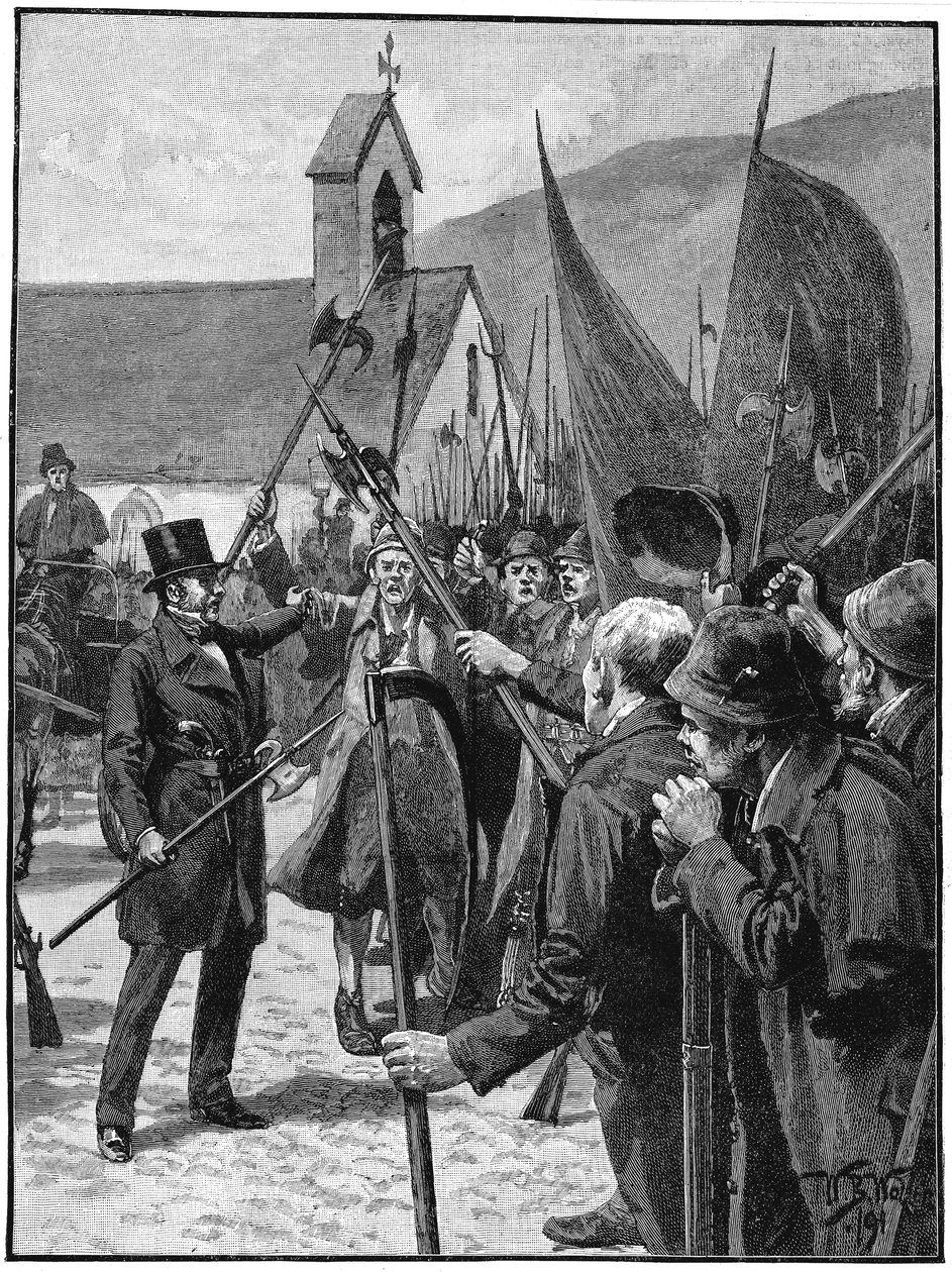Nacionalistas irlandeses em Mullinahone aclamando William Smith OBrien como seu líder, julho de 1848 de Unbekannt