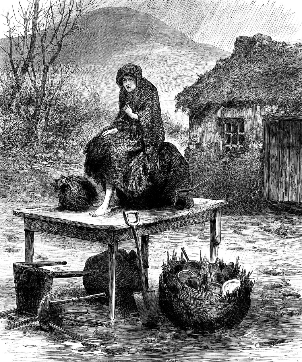 Camponesa irlandesa que guarda os últimos bens da família, 1886 de Unbekannt