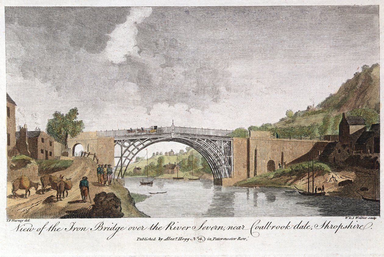 Ponte de ferro através do Severn em Ironbridge, Coalbrookdale, Inglaterra, construída em 1779 de Unbekannt