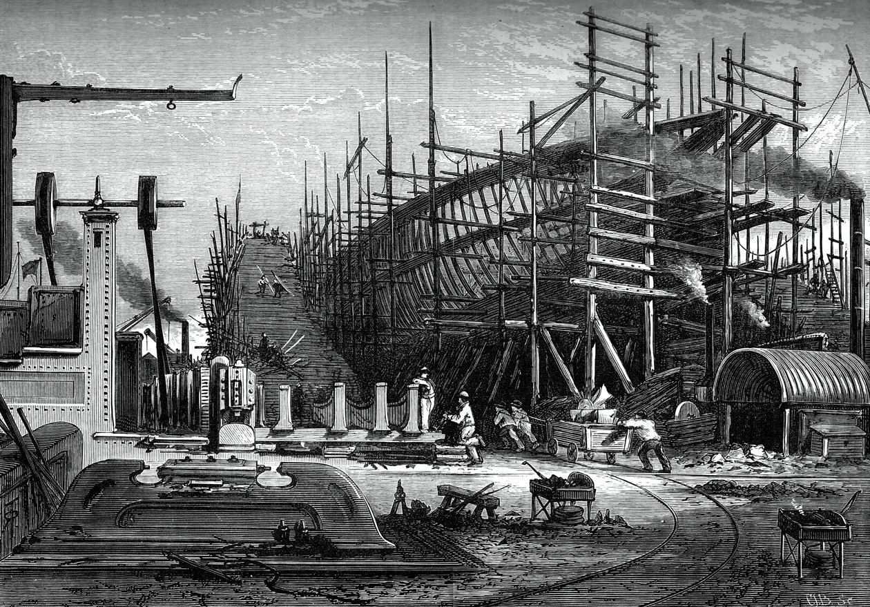 Navio de ferro, estaleiro Srrs Samudas, ilha de cães, Londres, c1880 de Unbekannt