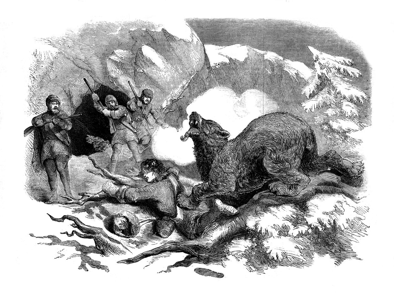 Jack Curlings estreita fuga de um urso feroz, 1855 de Unbekannt