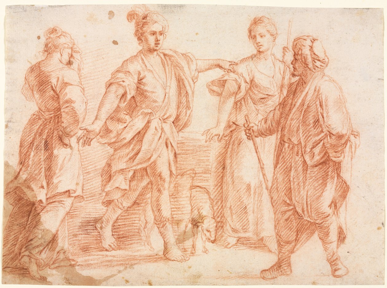 Jacó e Labão, com Rachel e Léia, 1600s. de Unbekannt