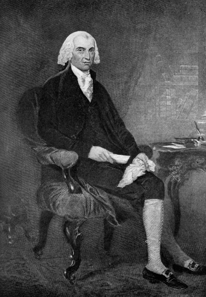 James Madison 1751-1836, quarto Presidente dos Estados Unidos, século 19 1908 de Unbekannt