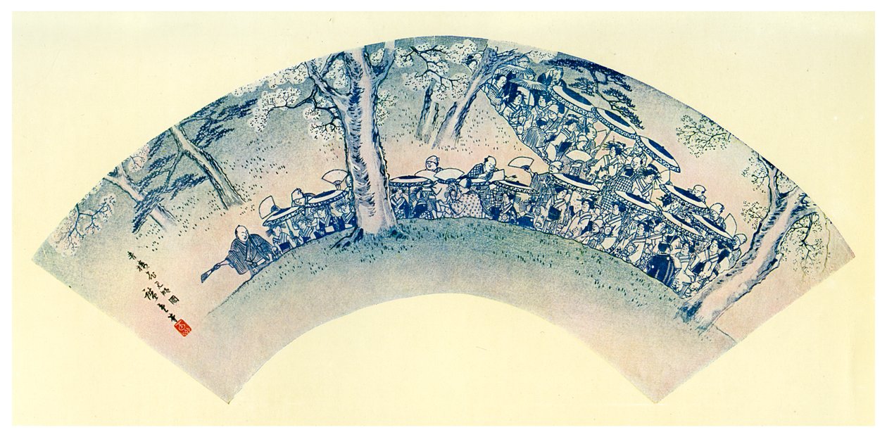 Formato de Ogi, impressão de leque japonês, século XIX 1925 de Unbekannt